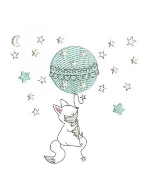 Broderie Petit Renard au ballon